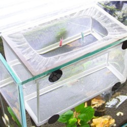 Aquarium Zucht Isolation Net Hängen Fisch Tank Inkubator Baby Fische Garnelen S(4 Pcs Suction Cups)