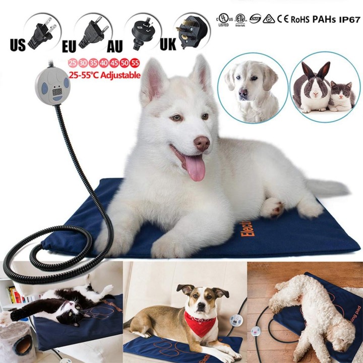 Haustier-Heizkissen für Hunde und Katzen, elektrische Heizmatte, beheiztes Bett, für Welpen, warme Pads US Plug 40x30cm/15.7x