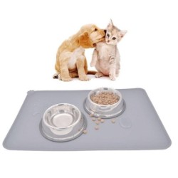 Hundefutter Matte Pet Tischset Katze Schüssel Pad rutschfeste Silikon Pet Täglichen Feeder Wasserdicht Verwenden N6O8 Grey-1p