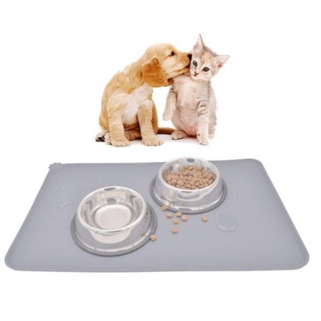 Hundefutter Matte Pet Tischset Katze Schüssel Pad rutschfeste Silikon Pet Täglichen Feeder Wasserdicht Verwenden N6O8 Grey-1p