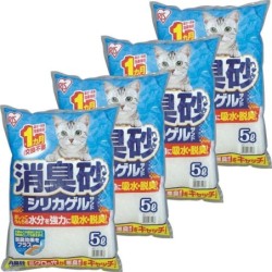4er-Set Desodorierender Katzensand Kieselgelsand 5L Iris Ohyama [Set Beutel]