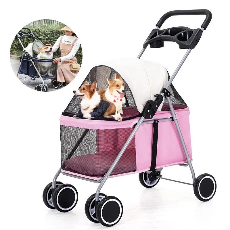 Komfortabler, atmungsaktiver Rucksack für Hunde, großer Hundesitz im Auto, Sichtfenster, Haustier-Kinderwagen, leichte, zusam