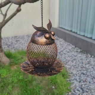 Vogelfutterstation für Wildvögel im Freien, Eulen-Design, zum Aufhängen, Kolibri-Futterstation mit Haken aus Metall