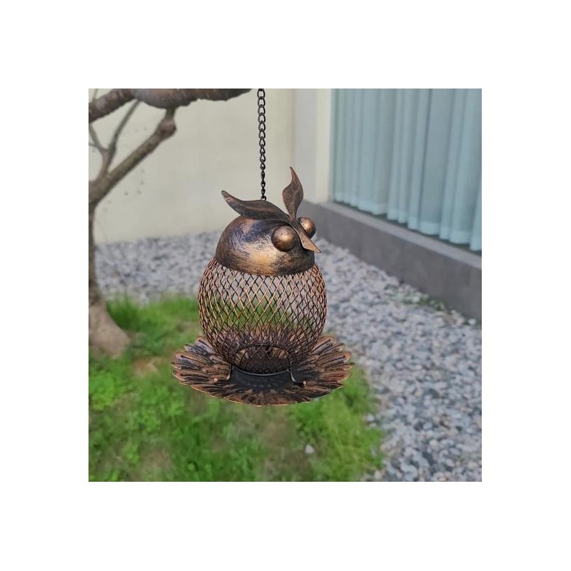 Vogelfutterstation für Wildvögel im Freien, Eulen-Design, zum Aufhängen, Kolibri-Futterstation mit Haken aus Metall