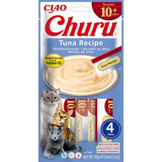 INABA Churu Cat Senior Tuna 4x14g Cremiges Leckerli mit Thunfischgeschmack für ältere Katzen