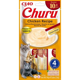 INABA Churu Cat Senior Chicken 4x14g cremiges Leckerli mit Hühnergeschmack für ältere Katzen