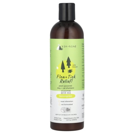 Kin+Kind, Linderung gegen Flöhe und Milben!, Pflanzliches Hunde- und Katzenshampoo, Zitronengras, 12 fl oz (354 ml)