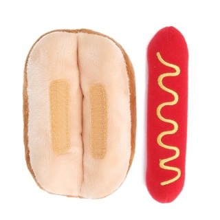 Weiches Plüsch-Hundespielzeug in Hot-Dog-Form, abnehmbarer Sound, exquisites Puppenspielzeug für Katzen und Hunde