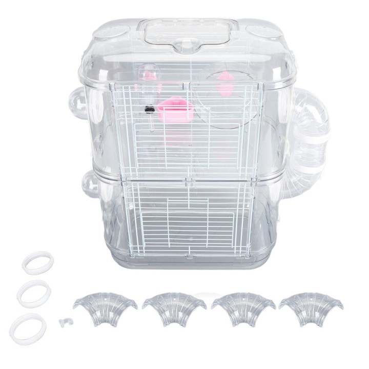 Hamsterkäfig, doppellagig, Eisendraht, lustig, interaktiv, Mäuse, Kleintier-Burghaus mit Wasser