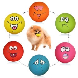Gummi-Hundewelpen-Haustierspiel Quietschball Kauspielzeug mit Gesicht Apportieren Helle Bälle Haustier Hundebedarf Welpen Bel
