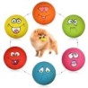 Gummi-Hundewelpen-Haustierspiel Quietschball Kauspielzeug mit Gesicht Apportieren Helle Bälle Haustier Hundebedarf Welpen Bel