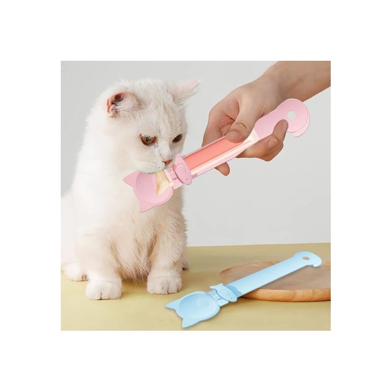 1 Stück/3 Stück Katzenstreifen-Futterlöffel, verschiebbarer Leckerli-Löffel, Squeeze-Katzenfutterspender-Löffel für Leckerlis
