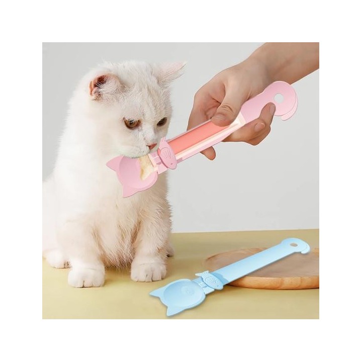 1 Stück/3 Stück Katzenstreifen-Futterlöffel, verschiebbarer Leckerli-Löffel, Squeeze-Katzenfutterspender-Löffel für Leckerlis