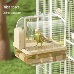 Schwarzes Phoenix-Pfingstrose-Papageienbad: Eleganter Vogelkäfig und externe Badewanne.
