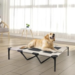 PawHut Erhöhtes Katzen- und Hundebett, tragbar, atmungsaktiv, Netzgewebe, Haustierbett und Oxford-Stoff, für drinnen und drau