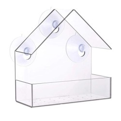 Vogelhäuschen für Fenster, transparent, zum Aufhängen am Fenster, mit Saugnapf One Size