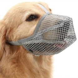 Maulkorb für Hunde, verstellbar, weiches Netzgewebe, für kleine, mittelgroße und große Hunde, verhindert Beißen und Kauen, at