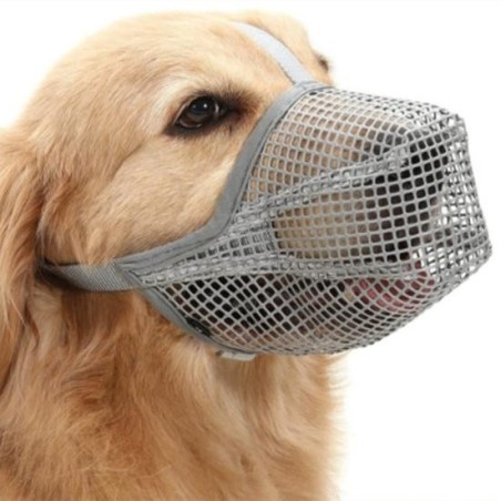 Maulkorb für Hunde, verstellbar, weiches Netzgewebe, für kleine, mittelgroße und große Hunde, verhindert Beißen und Kauen, at