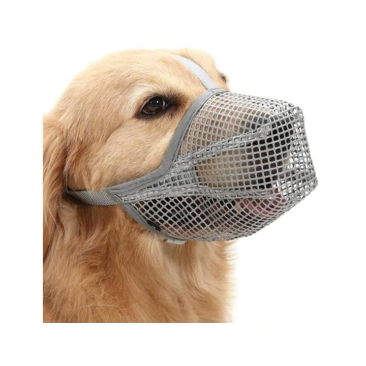 Maulkorb für Hunde, verstellbar, weiches Netzgewebe, für kleine, mittelgroße und große Hunde, verhindert Beißen und Kauen, at