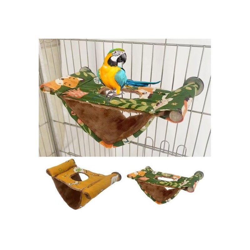 1 Set Papagei Nest Cartoon Druck Weiche Pet Hamster Hängematte Vogel Hängen Haus blau