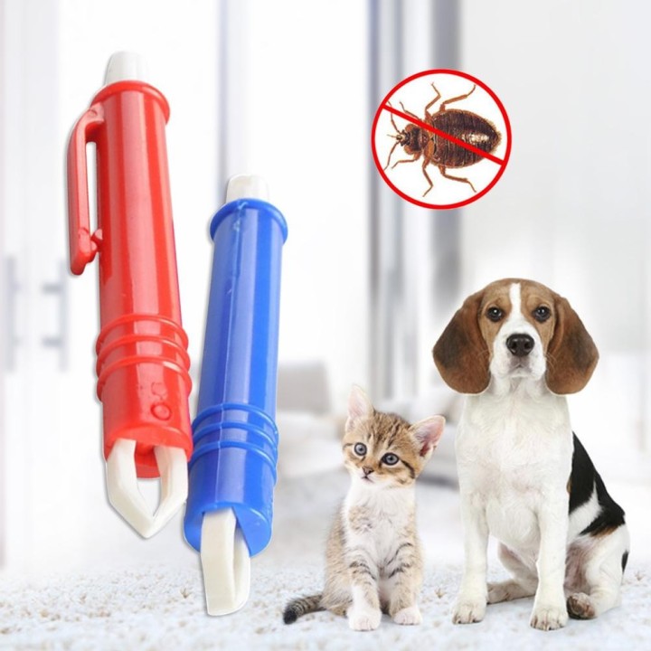 Haustier Katze Hund liefert Zubehör Pinzette Milbe Zeckenentferner Clean Tool Kunststoff Haustier Floh Clip rot