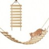 1 Stück Katzenbrücke, geeignet für Katzenkäfig, Baum und Wandhalterung, hängende Katzen-Kletterwandleiter aus echtem Holz zum