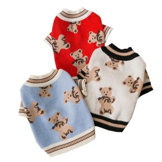 Welpenhund voller süßer Bärenpullover Katze Zweibeiner Strickjacke Mittlere und kleine Hunde Haustierkleidung XS