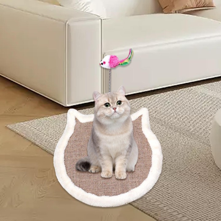 Katzenkratzer, Schleifkrallen, Matte mit Teaser, Spielzeug, Möbel, Sofaschutz, langlebiger Boden Fish Shaped
