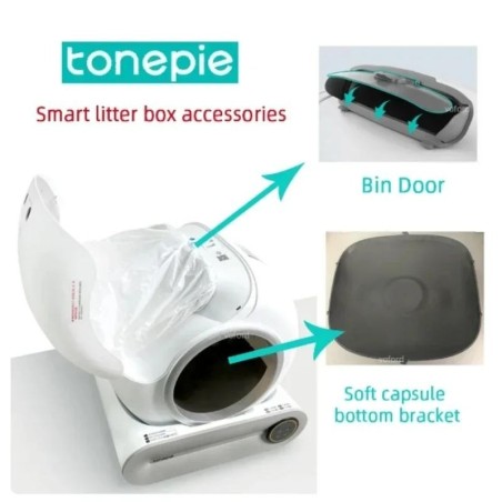 Tonepie Automatisches Katzentoilettenzubehör, Bodenkapsel, Belüftungsloch, Gummistopfen, Mülleimertür, Sandkontrollpad, Haust