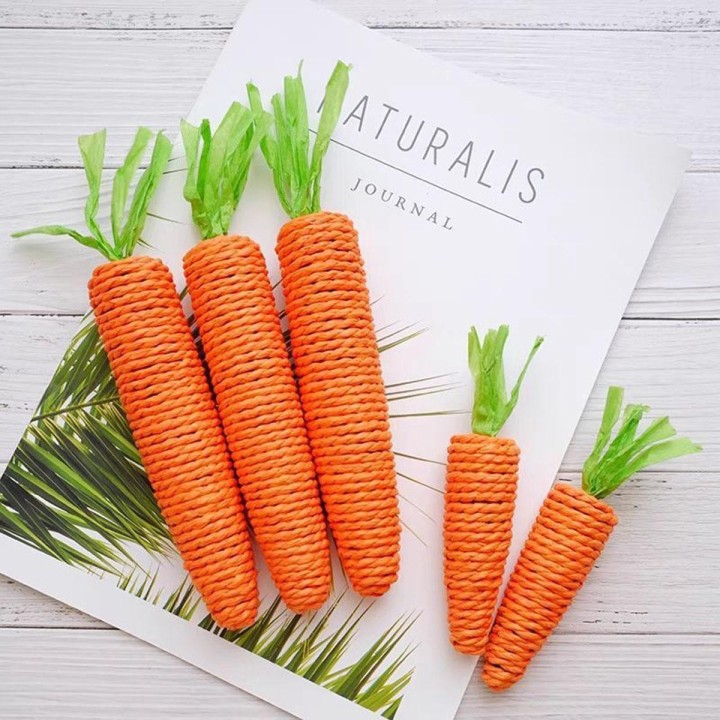 Katzenspielzeug Simulation Karotte Sounding Haustier Spielzeug für Kätzchen Hunde Sisal Zähneknirschen Squeak Interaktives Ka