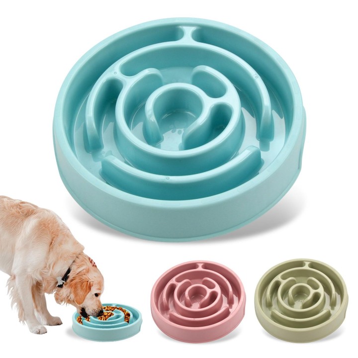 Pet Slow Feeder Bowl - PP-Material, Nackenschutz, rutschfestes Tierzubehör für Hunde hellblaue