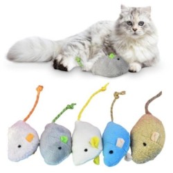 5 Stück Plüschmaus-Katzenspielzeug, interaktives ausgestopftes Maus-Kauspielzeug für Katzen, Zahnreinigungsmäuse, Spielzeug f