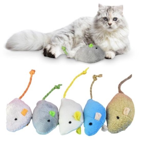 5 Stück Plüschmaus-Katzenspielzeug, interaktives ausgestopftes Maus-Kauspielzeug für Katzen, Zahnreinigungsmäuse, Spielzeug f