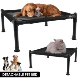 49 cm erhöhtes Hundebett, tragbar, atmungsaktiv, erhöhtes Haustierbett für draußen, Stahlrahmen, langlebiges Camping-Katzenha