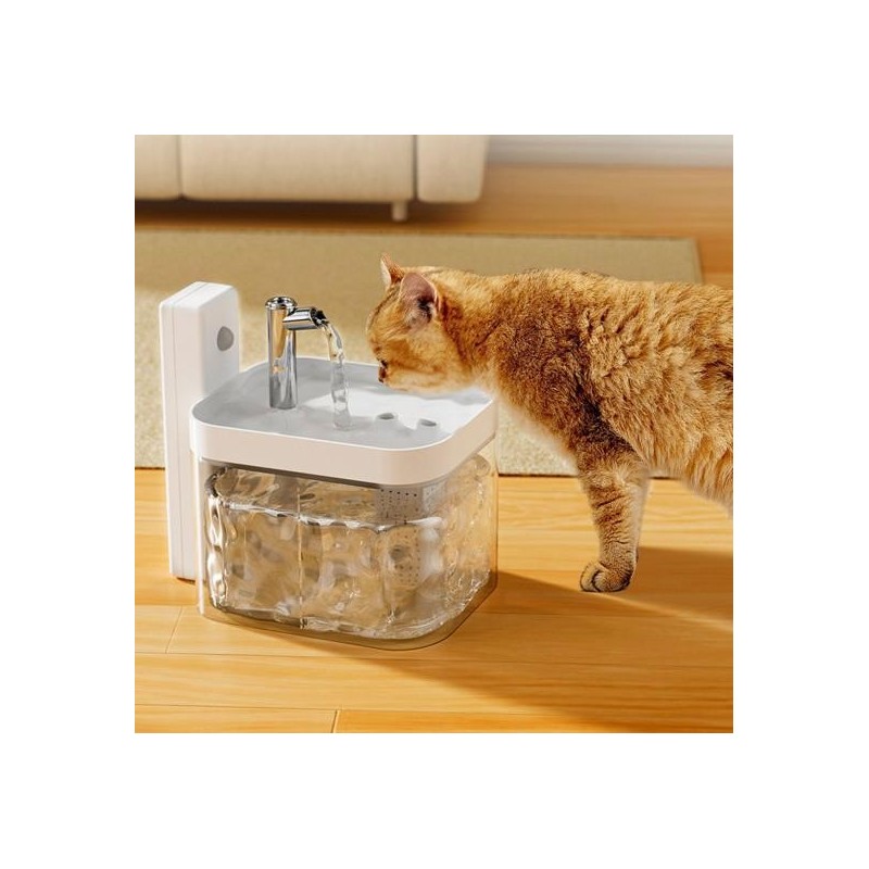 Kabelloser Katzentrinkbrunnen, 1,5 l, automatischer Wasserspender für Haustiere, wiederaufladbar über USB, kabellose Tränke,