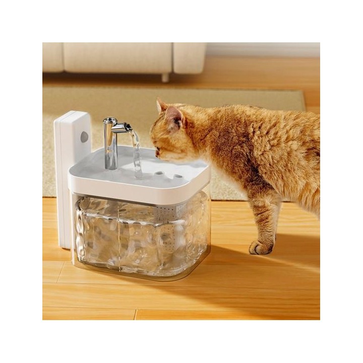 Kabelloser Katzentrinkbrunnen, 1,5 l, automatischer Wasserspender für Haustiere, wiederaufladbar über USB, kabellose Tränke,