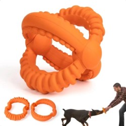 Interaktives Hundespielzeug, abnehmbares Tauziehen-Spielzeug mit 2 Ringen, Kauspielzeug aus Naturkautschuk, geeignet für groß