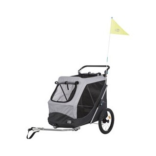 TRIXIE Hunde-Fahrradanhänger Jumper grau, Außenmaße: ca. 74 x 95 x 103/143 cm