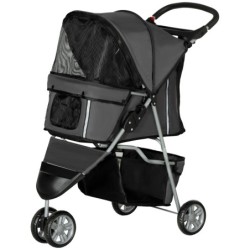 PawHut Hundewagen Hundebuggy klappbar für Hunde & Katzen bis 10 kg Katzenbuggy mit Kissen Netzfenstern Getränkehalter Aufbewa