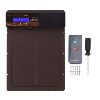 Hühnerstalltür, 100 V zur Lichterkennung, Timing-Fernbedienung, wasserdicht, automatische Hühnerstalltür braun