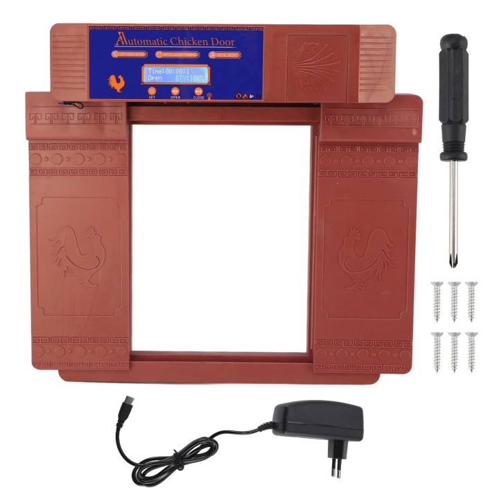 Automatische Hühnerstalltür, elektrischer Doppeltür-Automatik-Hühnertüröffner mit Erinnerung bei niedrigem Batteriestand mess