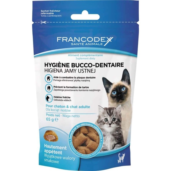 FRANCODEX Leckerbissen für Kätzchen und Katzen - Mundhygiene 65 g