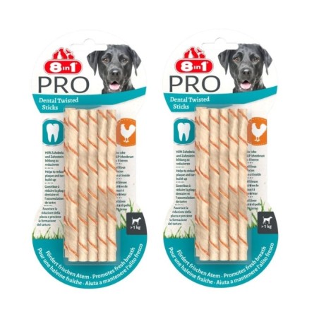 8IN1 Delights Pro Dental Twisted Sticks: Leckerli für Hunde 2x10 Stück