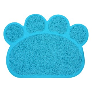 Katzentoilettenmatte, rutschfest, wasserdicht, weiche Pfotenform, PVC, Katzentoilettenunterlage für den Innenboden, Blau blau
