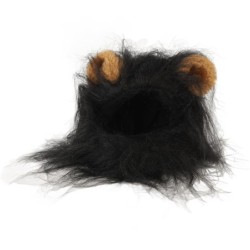 Katzenmähnenperücke, entzückendes süßes lustiges Kostüm, Mähnenhut mit Ohren für Katzen und kleine Hunde, Schwarz schwarz