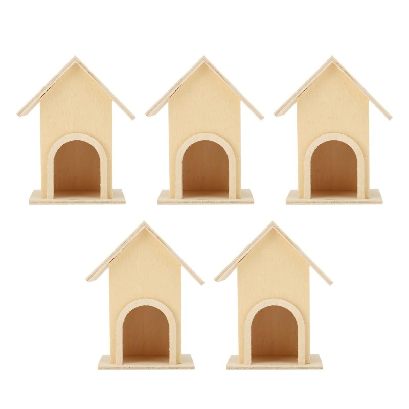 5Pcs Holz Vogelhaus Einzigartige DIY Vogel Feeder Käfig Handwerk Ornament Garten Terrasse Dekoration
