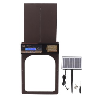 Automatische Hühnerstalltür, solarbetrieben, Timer, IP45, wasserdicht, Aluminium, Geflügel, automatische Stalltüren braun