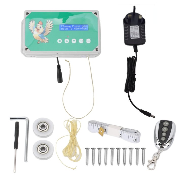 Hühnerstall-Türsteuerung, IP44, wasserdicht, Timer, Fernbedienung, doppelte Stromversorgung, automatisch