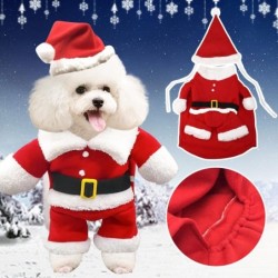 Lustige Haustierkleidung Weihnachtskleidung Warmer Fleecemantel Welpenhund Mode Weihnachtskleidung Weihnachtsmann Stehkostüm