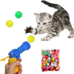 Interaktives Launch-Training, Katzenspielzeug, kreative Kätzchen, Mini-Pompons, Spiele, Stretch-Plüsch-Ballspielzeug, Katzenb